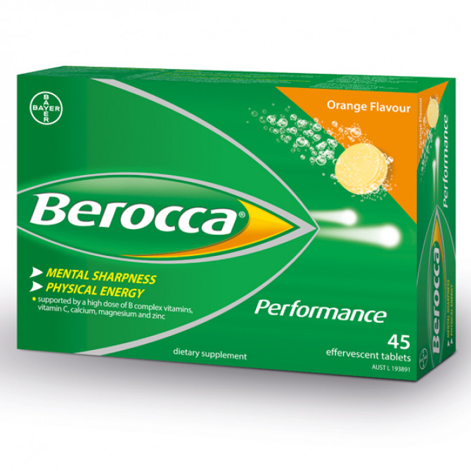 Thumbnail for Berocca Performance Effervescent Orange Tablets 45