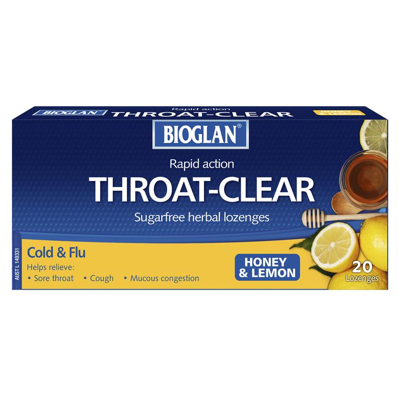 Image 1 for Bioglan Throat Clear Honey Lemon Pastilles 20