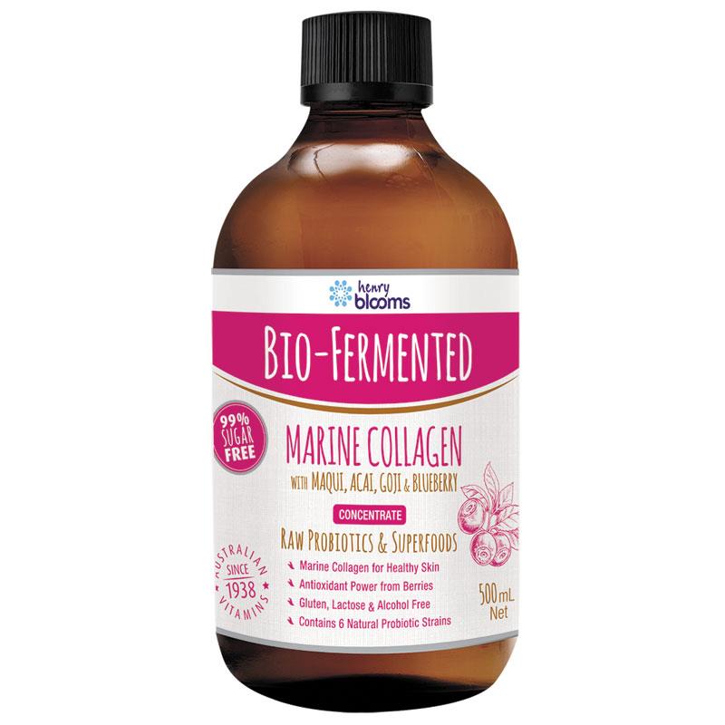 Image 1 for Henry Blooms Bio-Fermented Marine Collagen with Maqui, Acai, Goji and Blueberry 500mL