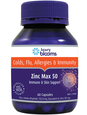 Thumbnail for Henry Blooms Zinc Max 50 Capsules x 60