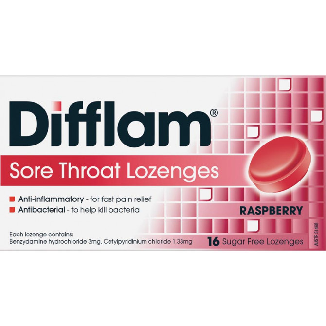 Image 1 for Difflam Lozenges Raspberry 16