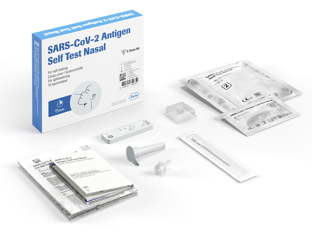 Thumbnail for Roche Self Testing Rapid COVID-19 (SARS-CoV-2) Antigen Testing Kit. 5x Nasal tests 