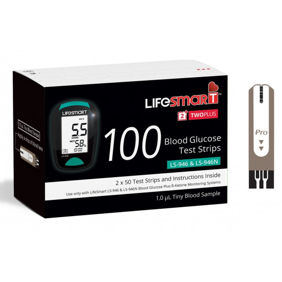 Thumbnail for LifeSmart Two Plus Blood Glucose Test Strips 100 Pack